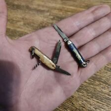 2 couteaux miniatures / minuscules Pliant de Poche rare 3,5 cm Ancien 