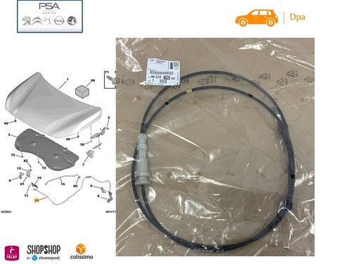 Cable commande capot - cable, de