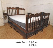 lit bois massif   2 chevets muraux