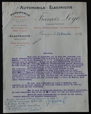 Facture BOURGES 1923 Garage Automobile LOYE Delaunay Corre La Licorne billhead 4