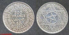 MAROC Empire Cherifien ! 200 francs 1953, argent en TTB+