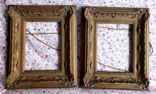 Paire CADRES XIXème BOIS et STUC doré bronze style LOUIS XV