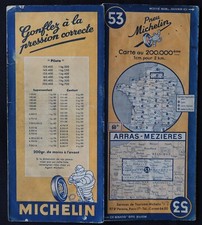 Carte MICHELIN 53 ARRAS MEZIERES 1947 Guide Bibendum pneu tyre map