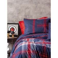 Parure de lit - 1 housse de couette 220x240cm + 2 taies d'oreiller 60x60cm Rouge