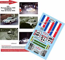 DECALS 1/24 REF 0635 ALPINE RENAULT A110 SORIANO TOUR DE CORSE 1978 RALLYE RALLY