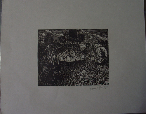 Gravure estampe yvonne - estampe,