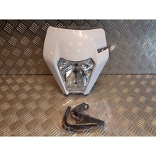 plaque phare tete fourche style ktm blanc universel adaptable moto enduro trail 