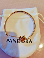 Bracelet PANDORA Coeur Barre En T Mailles Serpent  plaqué or rose fin 585/1000