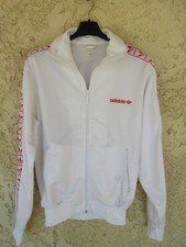 Veste ADIDAS Trefoil blanc rouge rétro vintage jacket giacca sport jacke felpa M