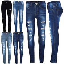 Jeans En Denim Rippés Confort