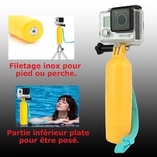 Poignée Flottante filetée pour GOPRO 2 3+ 4 5 6 7 + Vis + Dragonne BOBBER PNJ
