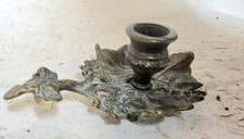  Rare bougeoir ancien style Louis XVI en bronze dans son jus
