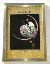 VOGUE cadre paillettes vintage rare Early December 1917 Fashion Wall Plaque Gold
