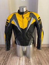 blouson moto cuir noir et jaune + renforts DAINESE rare collector taille 50