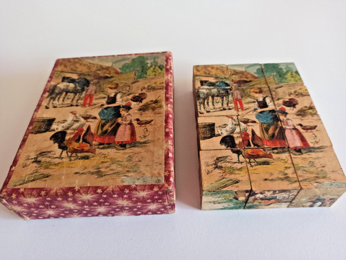 Ancien jeu cubes bois - jeu,