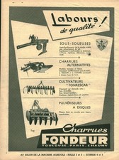 Publicité ancienne charrues Fondeur matériel agricole 1955 issue de magazine