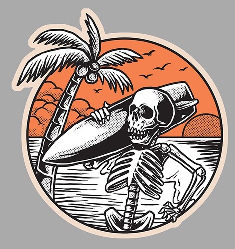 Sticker squelette surf danse - squelette,