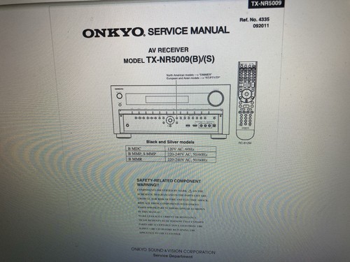Onkyo 5009 service - onkyo, tx-nr-5009