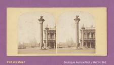 PHOTO VUE STÉREO VIEW : ITALIE, VENISE, COLONNES GRECQUES PLACE St-MARC -M362
