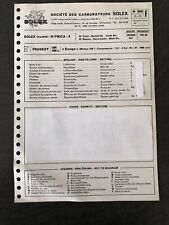 Fiche Technique 1974 PEUGEOT 504/504L Carburateur SOLEX 34 PBICA-9.  N•.3800