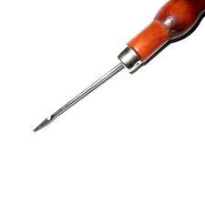 CROCHET PASSE FIL PASSE LACET POINCON MANCHE BOIS POINTE TRES FINE 12cm NEUF