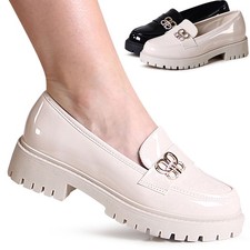 Chaussures Femme Vernis Basses Plateforme Paillettes Mocassins à Enfiler