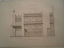 Planche gravure mobilier d'église Eglise St Germain l' Auxerrois Armoire trésor 