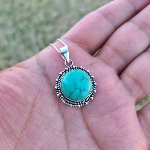 Turquoise pendant 925 sterling - pendant,