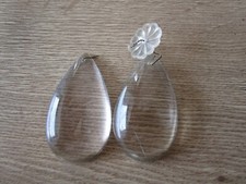 2 Pampilles en cristal de 7 cm forme  goutte d'eau lisse pour Lustre ancien N°8