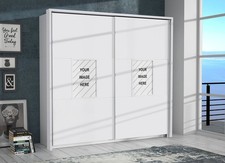 Armoire À Portes Coulissantes Chambre À Coucher Blanche 220Cm Cadre Photo