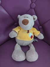 Doudou ours marron gris pull jaune 3 KIABI 28CM