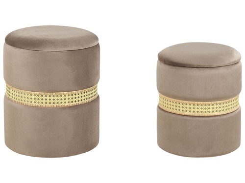 Poufs coffre velours taupe - en,