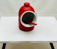 BIA pot céramique rouge forme borne incendie avec cuillère 13 x 9 x 6,5 cm