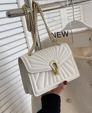 Sac A Bandoulière A Rabat Blanc Femme Simili Cuir Matelassé Chaîne Doré +Cadeau
