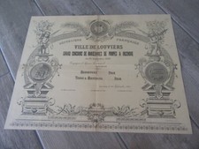 VILLE DE LOUVIERS DIPLOME 1895 POMPES A INCENDIES POMPIERS