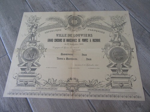 Ville louviers diplome 1895 - diplome,