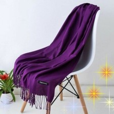 Etole violet châle, large écharpe femme homme unie cachemire top qualité