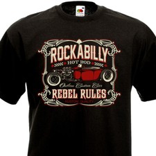 Tee Shirt ROCKABILLY HOT ROD Kustom Kulture V8 Rat Fink Ford Outlaw Custom Car