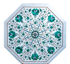 18 " Marbre Coin Fin Table Floral Art Incrustation Travail Maison Meuble Et