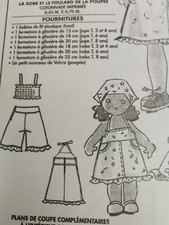 T19 PATRON POUPEE EMILIE  MODES & TRAVAUX"HAUT ROBE JUPE-CULOTTE FICHU AOÛT 2002