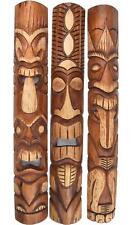 3 Tiki Masques en Bois 100cm Muraux Hawaii Mural