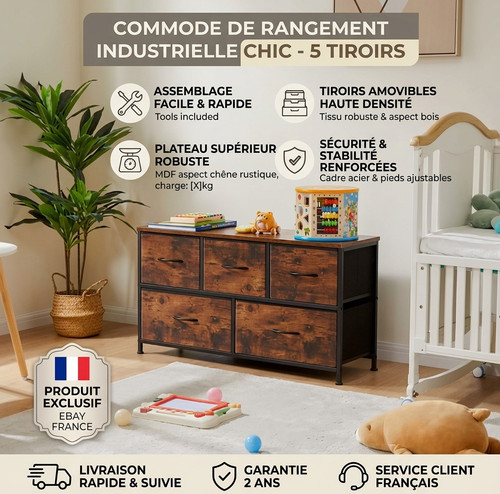 Commode rangement tiroirs - rangement, 5