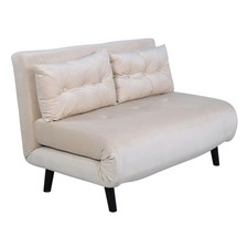 Canapé Convertible en Velours "Vicky" 120cm Beige Clair