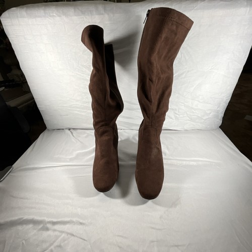 Brown faux suede knee - brown,