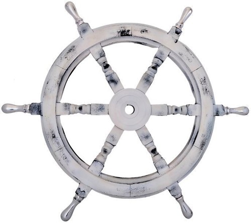 Roue bateau bois blanc - de,