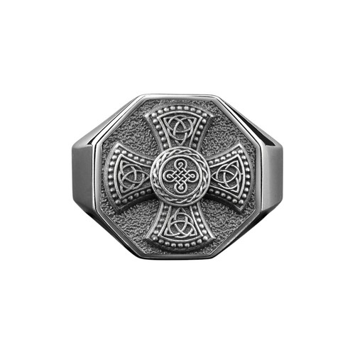 Bague chevalière croix nœud