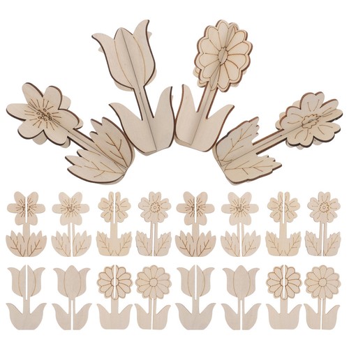 Pcs fleurs bois - 32,