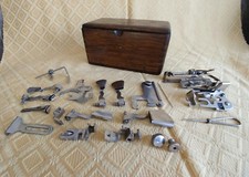 1889 Antique Sewing Box Wood Old Vintage Machine With Accessory Accessories 