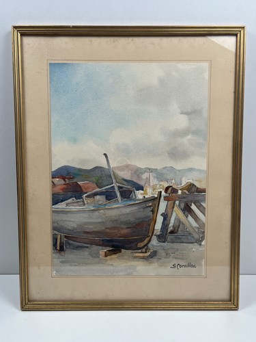 Aquarelle vue port - vue, en