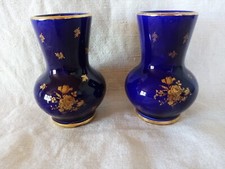 Gien, paire de vases bleu de